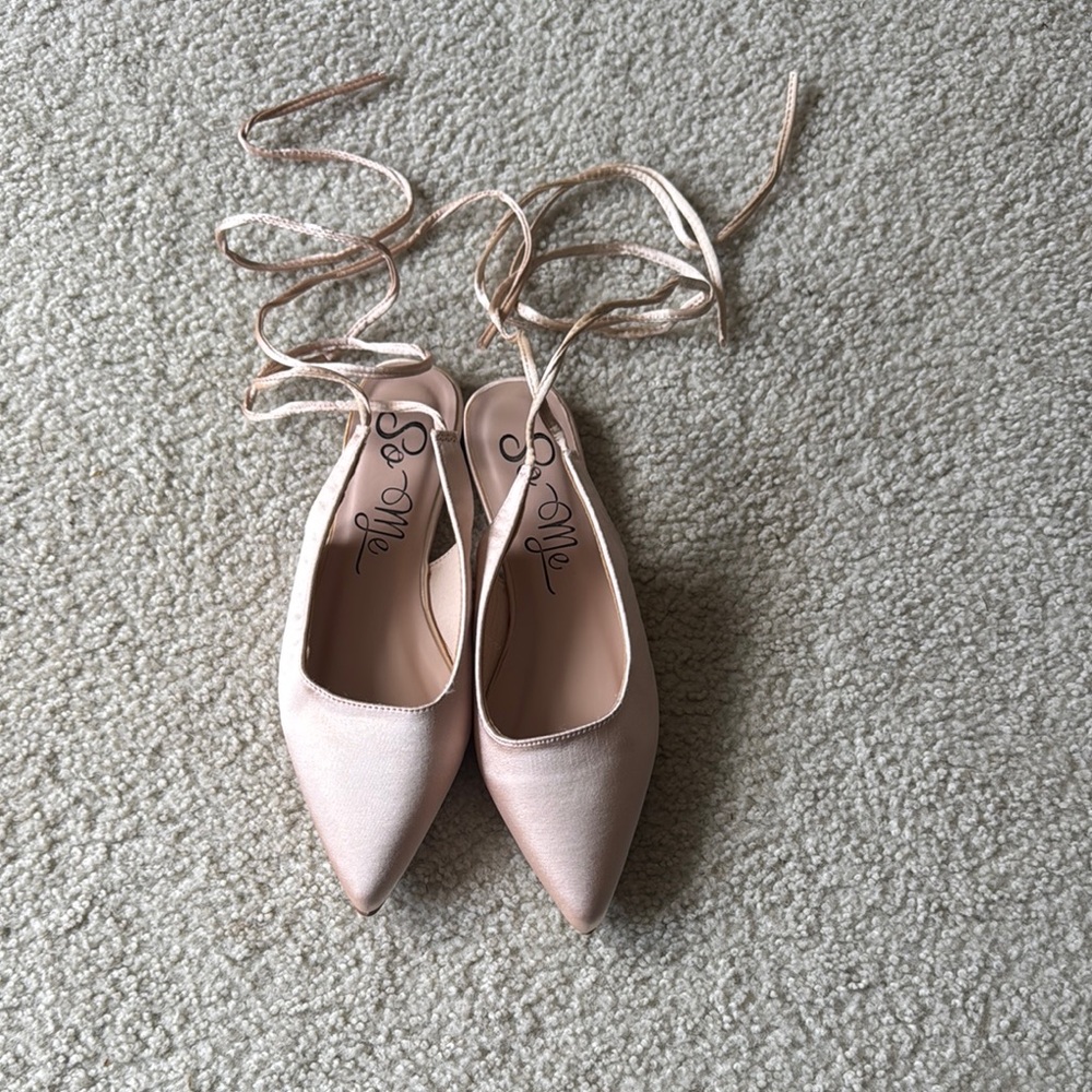 Forever 21 Pink Ballet Flats with Ankle Wrap